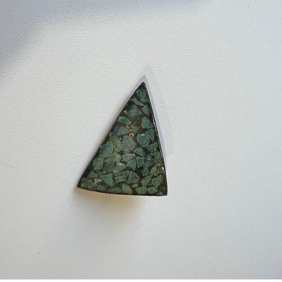 Turquoise Stone Brass Vintage Costume Brooche - Picture 1 of 8
